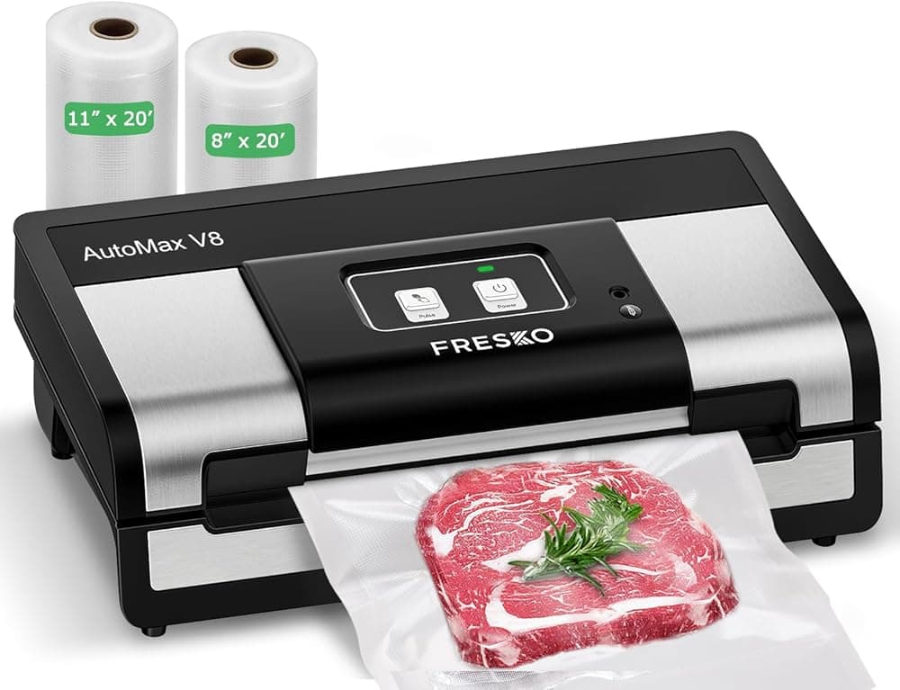 Seladora a Vácuo Compacta a selar um saco com legumes